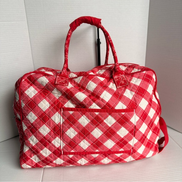Pioneer Woman Red Gingham Quilted Weekender Travel Bag - Picture 2 of 8